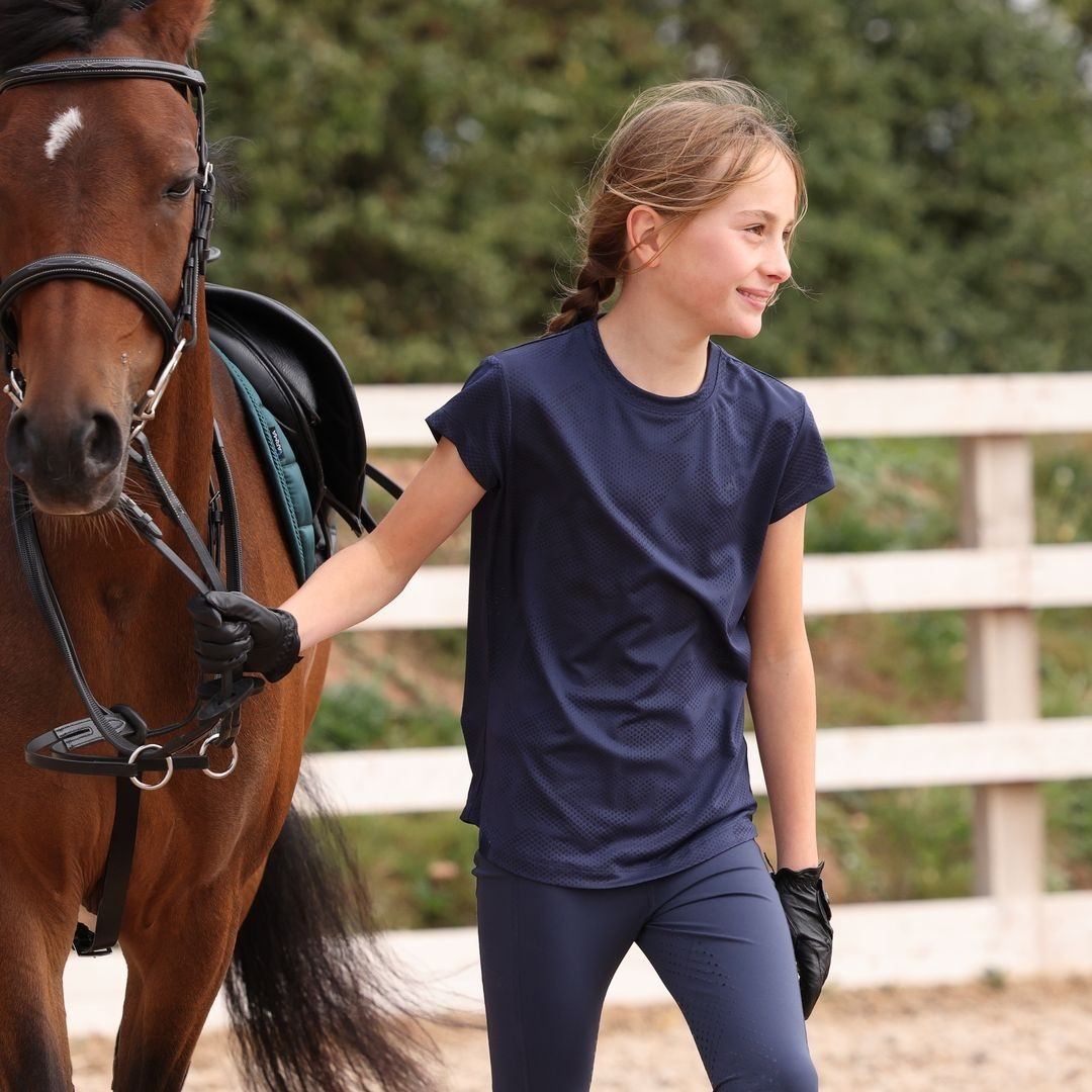 Aubrion Young Rider React Tech T-Shirt Midnight - 9/10Yrs Light Small