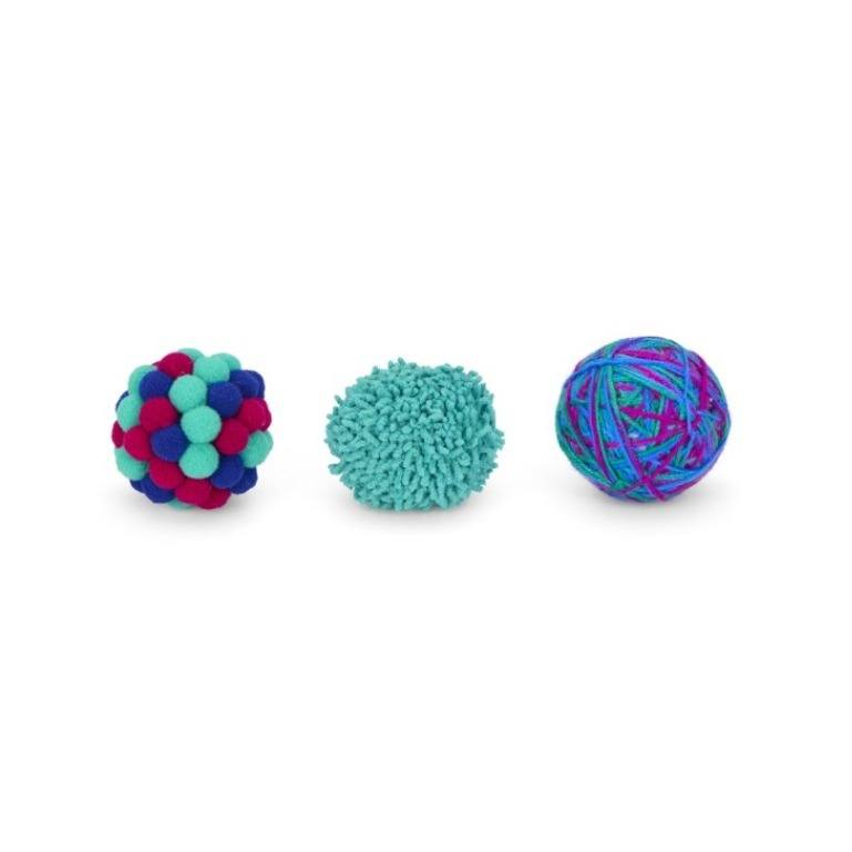 Petface Catkins - Assorted Plush Cat Toy Balls - Single Size 3