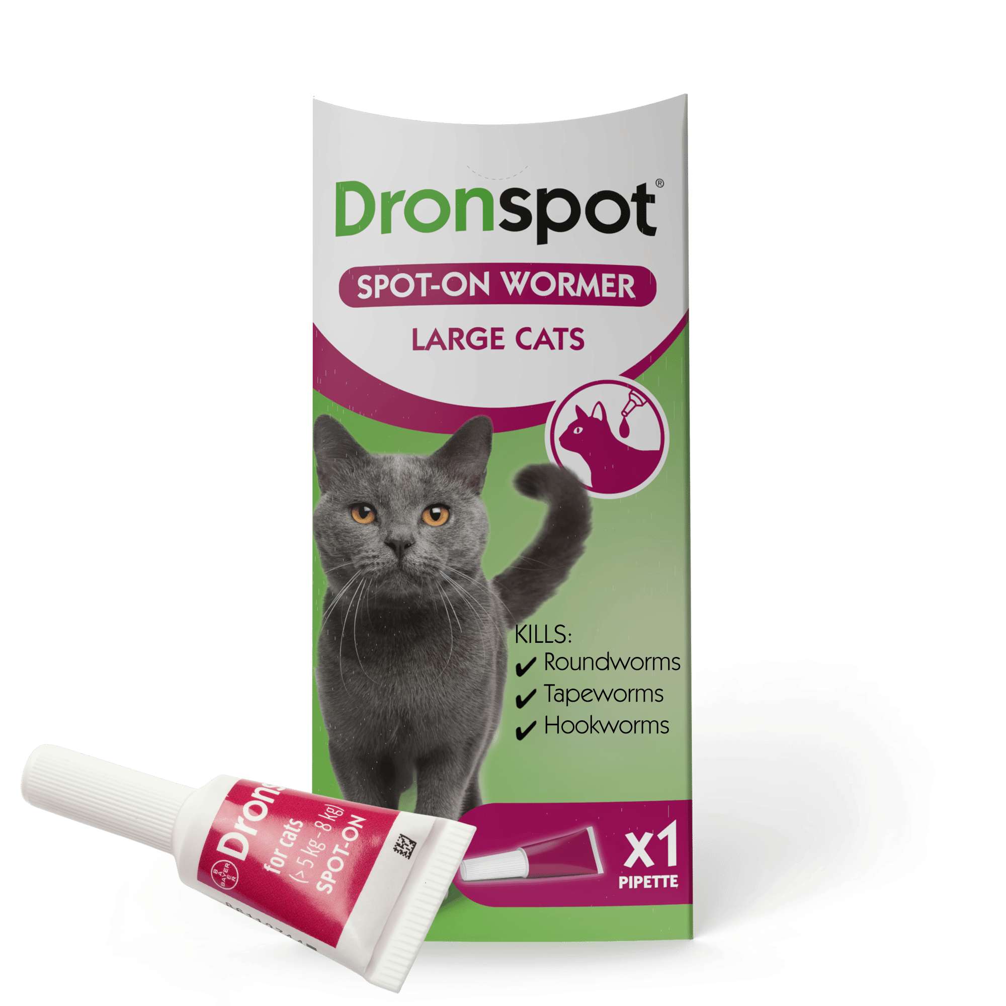 Dronspot Spot On Wormer For Cats (5 To 8Kg) - 1 Pipette Large